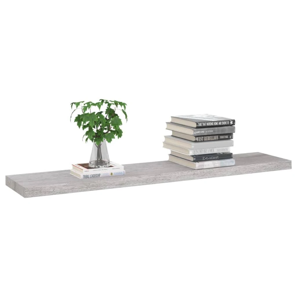 Pakabinamos lentynos, 4vnt., pilkos, 120x23,5x3,8cm, MDF