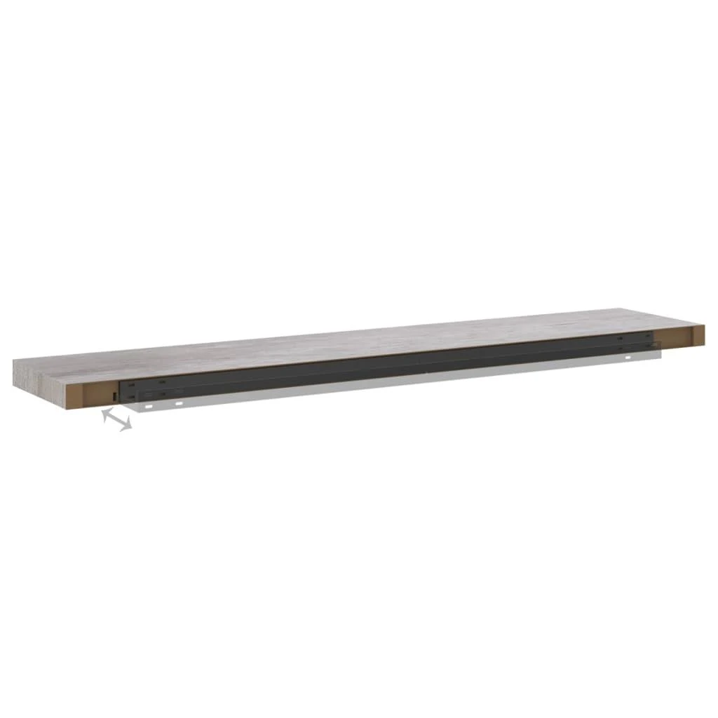 Pakabinamos lentynos, 4vnt., pilkos, 120x23,5x3,8cm, MDF