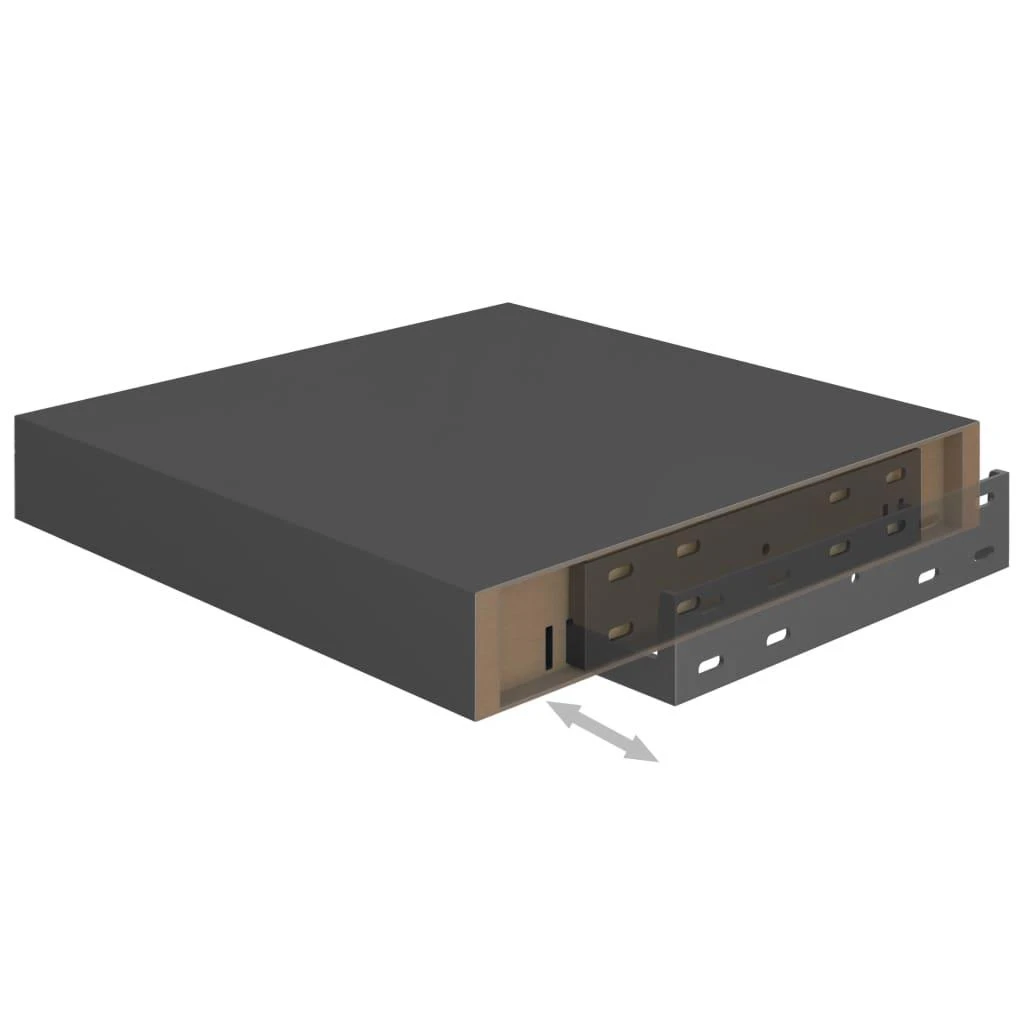 Pakabinamos lentynos, 4vnt., pilkos, 23x23,5x3,8cm, MDF