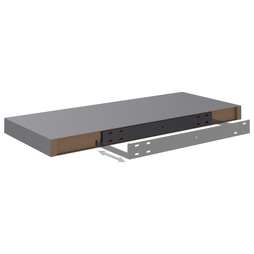 Pakabinamos lentynos, 4vnt., pilkos, 60x23,5x3,8cm, MDF