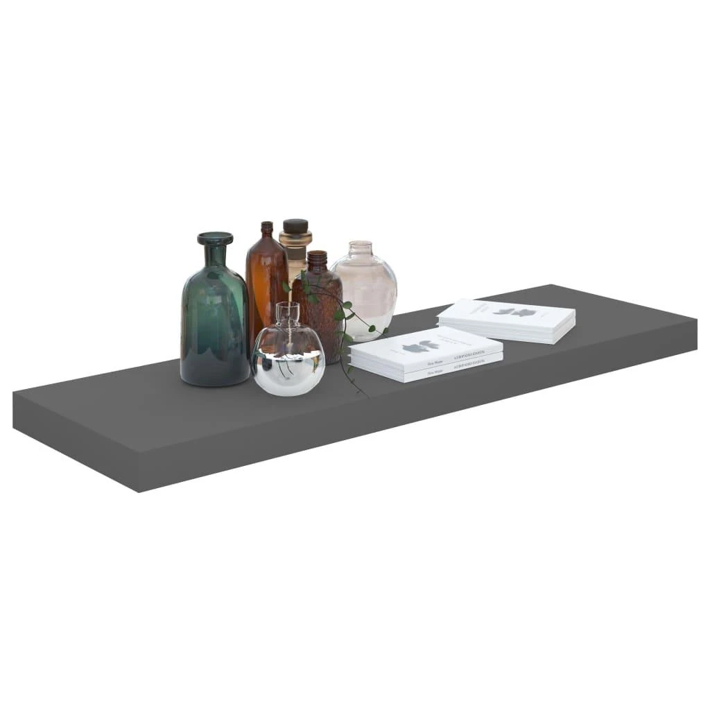 Pakabinamos lentynos, 4vnt., pilkos, 80x23,5x3,8cm, MDF