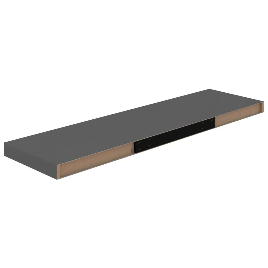Pakabinamos lentynos, 4vnt., pilkos, 90x23,5x3,8cm, MDF