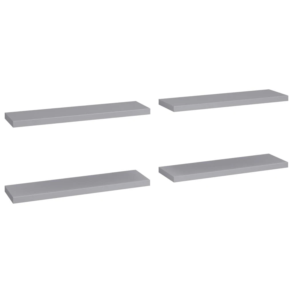 Pakabinamos lentynos, 4vnt., pilkos, 90x23,5x3,8cm, MDF