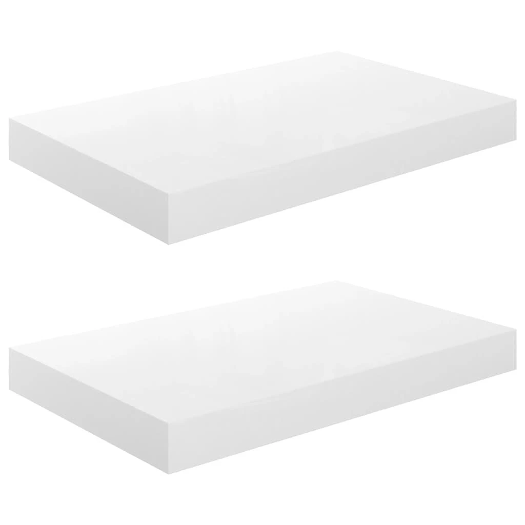 Pakabinamos sieninės lentynos, 2vnt., baltos, 40x23x3,8cm, MDF