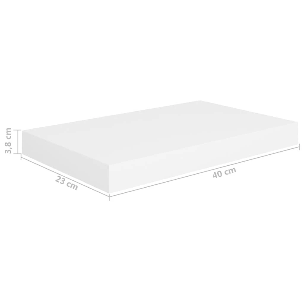 Pakabinamos sieninės lentynos, 2vnt., baltos, 40x23x3,8cm, MDF