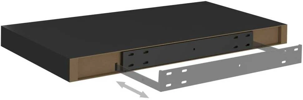 Pakabinamos sieninės lentynos, 2vnt., juodos, 50x23x3,8cm, MDF