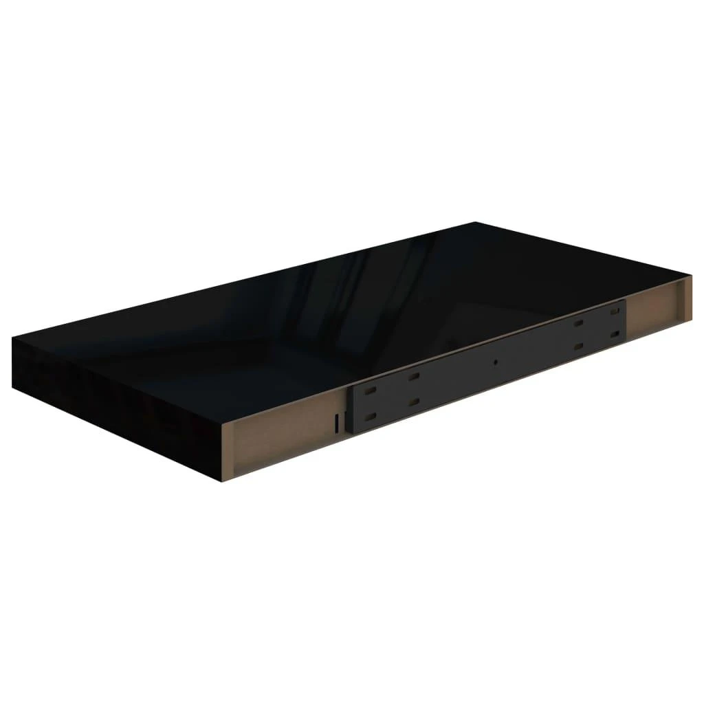 Pakabinamos sieninės lentynos, 2vnt., juodos, 50x23x3,8cm, MDF