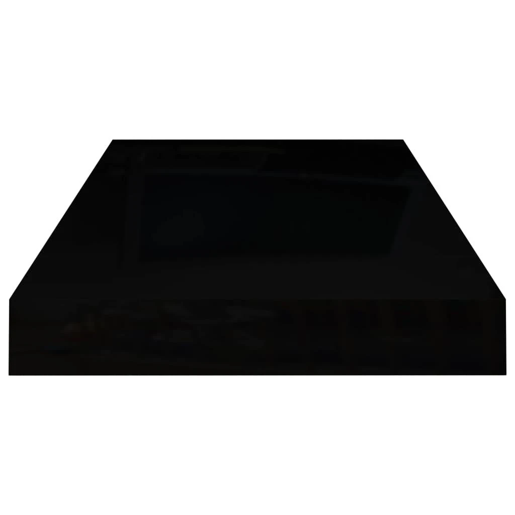 Pakabinamos sieninės lentynos, 2vnt., juodos, 50x23x3,8cm, MDF