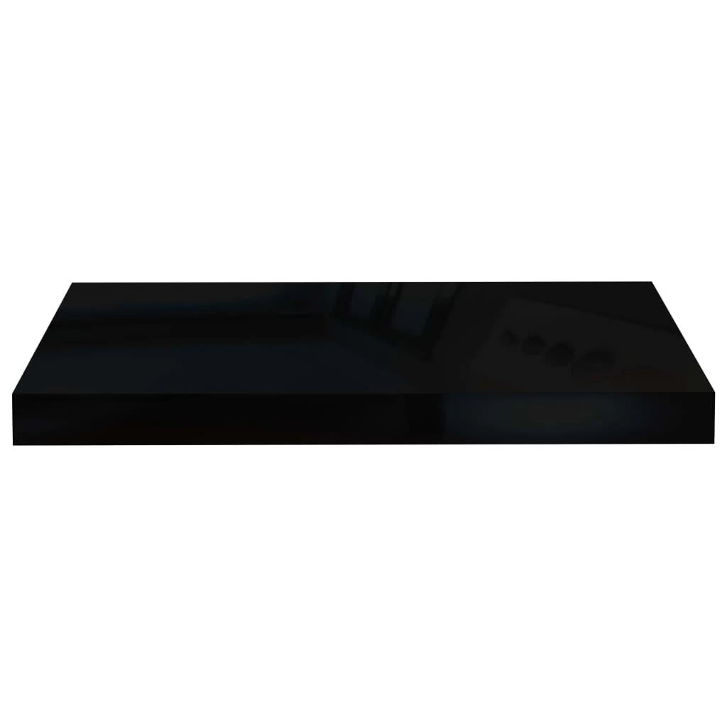 Pakabinamos sieninės lentynos, 2vnt., juodos, 50x23x3,8cm, MDF