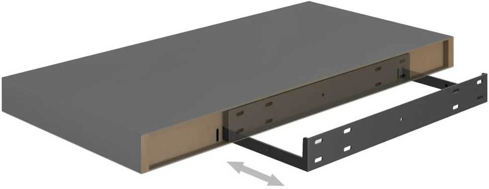 Pakabinamos sieninės lentynos, 2vnt., pilkos, 50x23x3,8cm, MDF