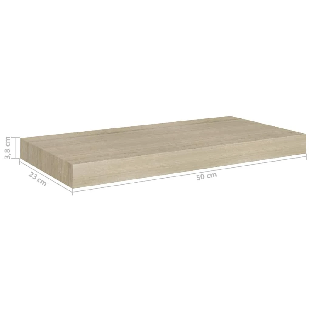 Pakabinamos sieninės lentynos, 4vnt., ąžuolo, 50x23x3,8cm, MDF