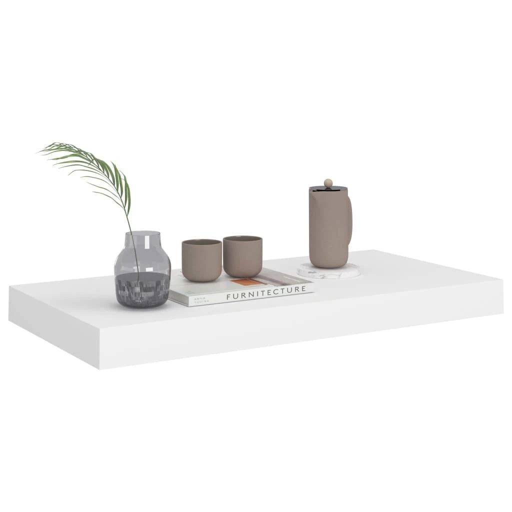 Pakabinamos sieninės lentynos, 4vnt., baltos, 50x23x3,8cm, MDF
