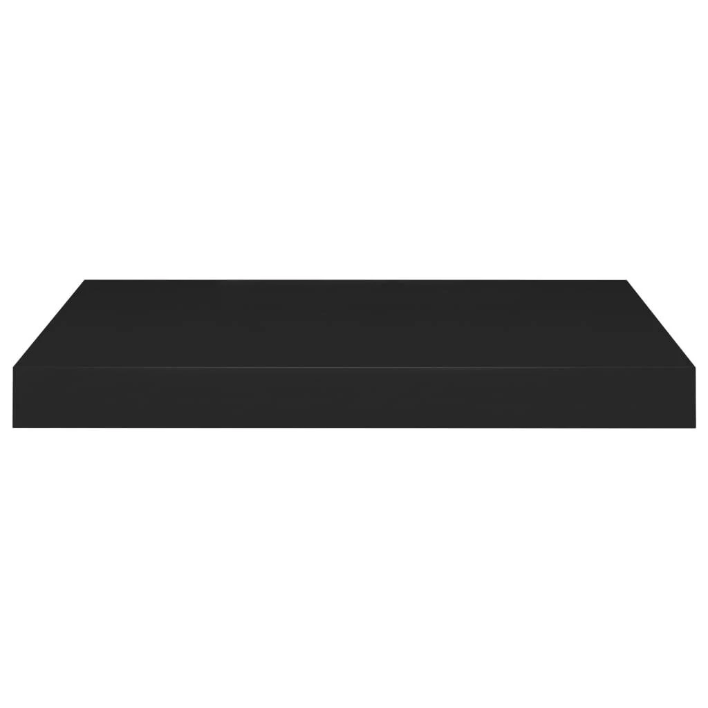 Pakabinamos sieninės lentynos, 4vnt., juodos, 50x23x3,8cm, MDF