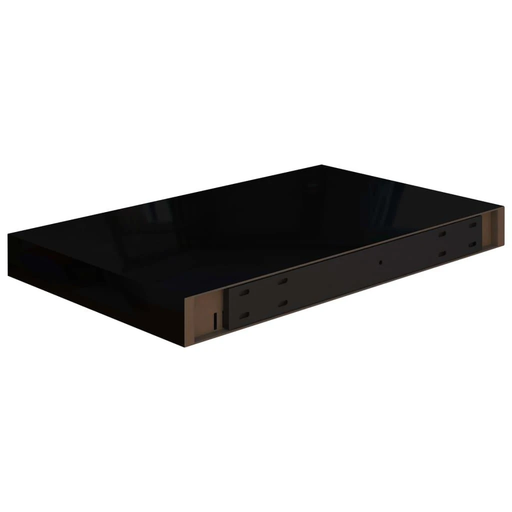 Pakabinamos sieninės lentynos, 4vnt., juodos, 40x23x3,8cm, MDF