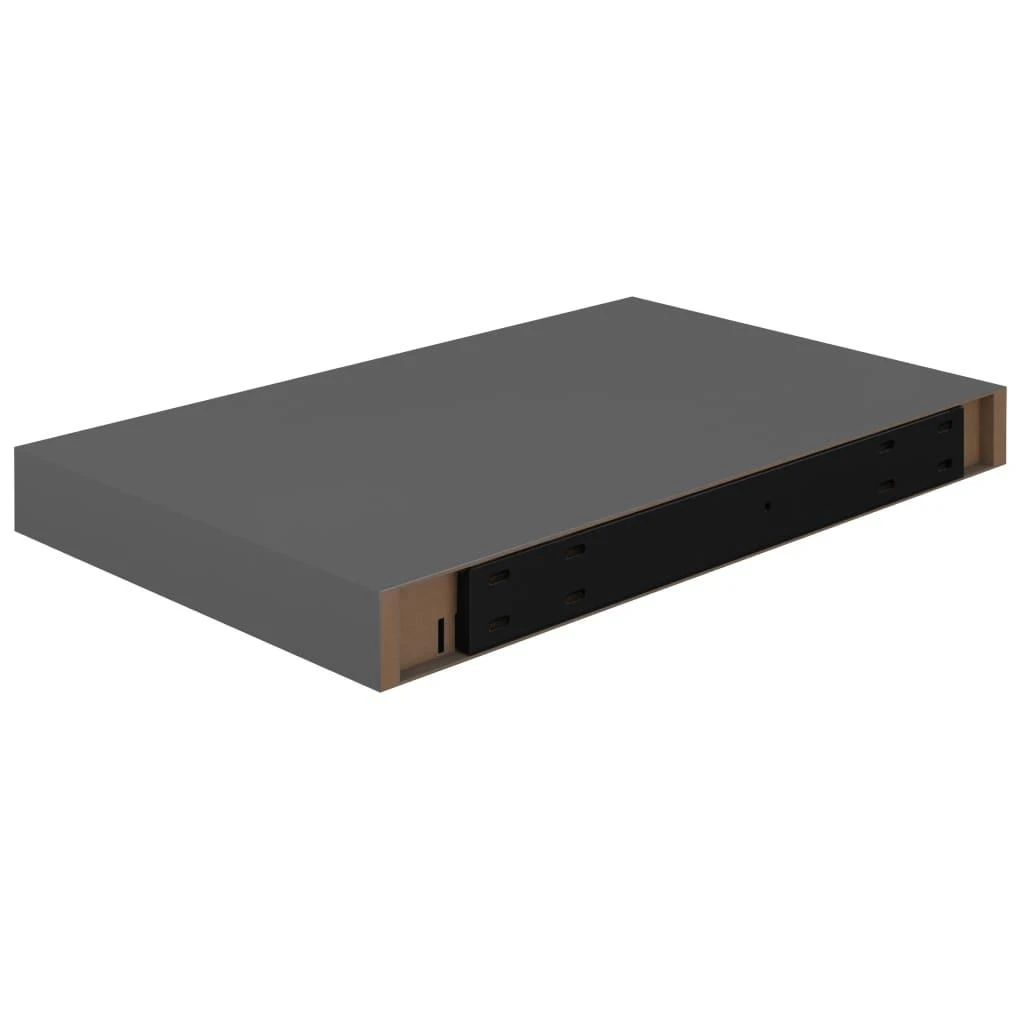 Pakabinamos sieninės lentynos, 4vnt., pilkos, 40x23x3,8cm, MDF