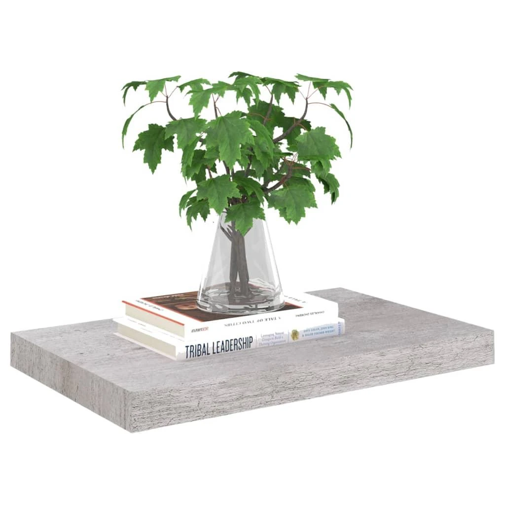 Pakabinamos sieninės lentynos, 4vnt., pilkos, 50x23x3,8cm, MDF