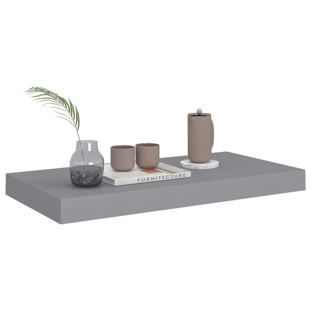 Pakabinamos sieninės lentynos, 4vnt., pilkos, 50x23x3,8cm, MDF
