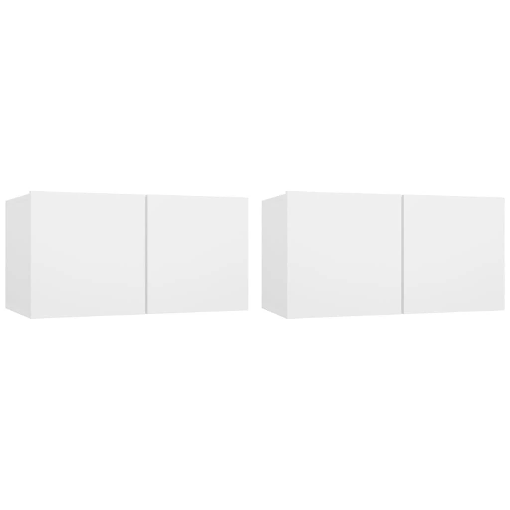 TV staliukas Pakabinamos televizoriaus spintelės, 2vnt., baltos, 60x30x30cm