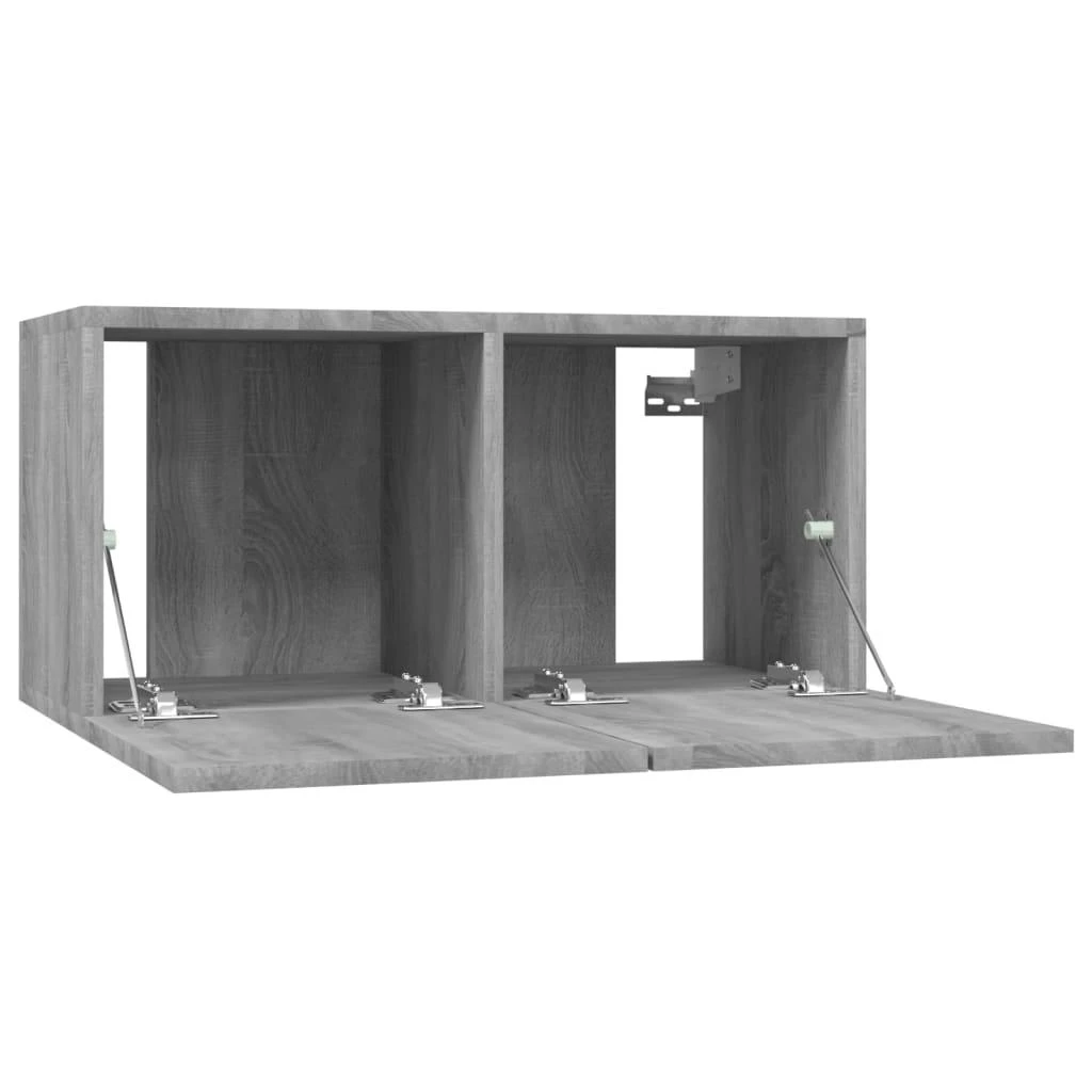 TV staliukas Pakabinamos TV spintelės, 3vnt., pilkos, 60x30x30cm, mediena