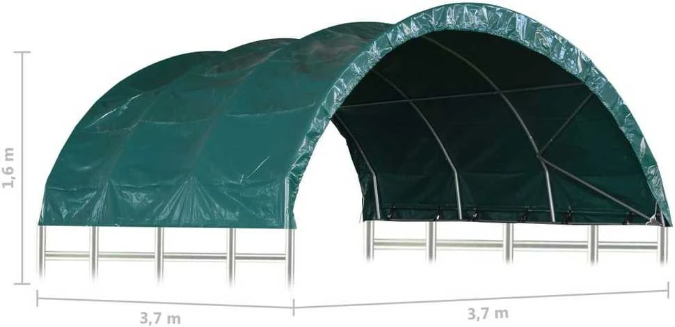 Palapinė gyvuliams, žalia, 3,7x3,7m, PVC (310028+310029)