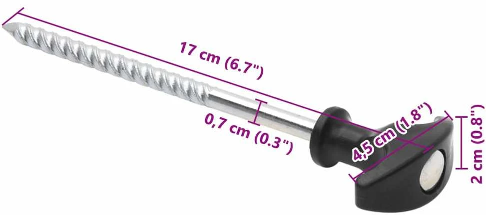Palapinės kaiščiai, 12vnt., 17cm, skersmuo 7mm, plienas