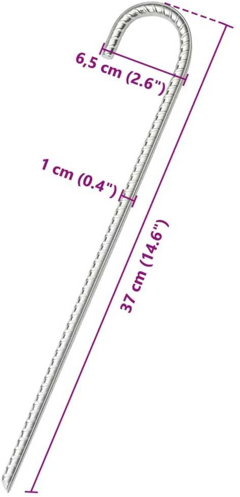 Palapinės kaiščiai, 12vnt., 37cm, skersmuo 10mm, plienas