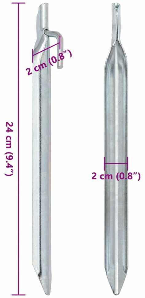 Palapinės kaiščiai, 24vnt., 24cm, skersmuo 20mm, V forma
