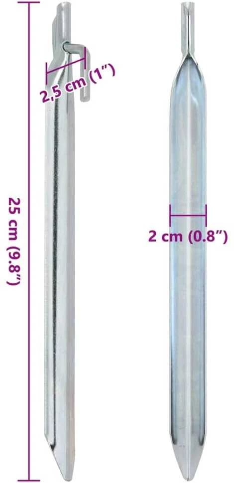 Palapinės kaiščiai, 24vnt., 25cm, skersmuo 20mm, V forma