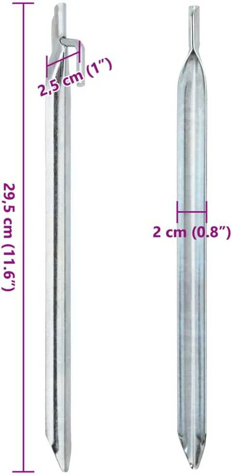 Palapinės kaiščiai, 24vnt., 29,5cm, skersmuo 20mm, V forma