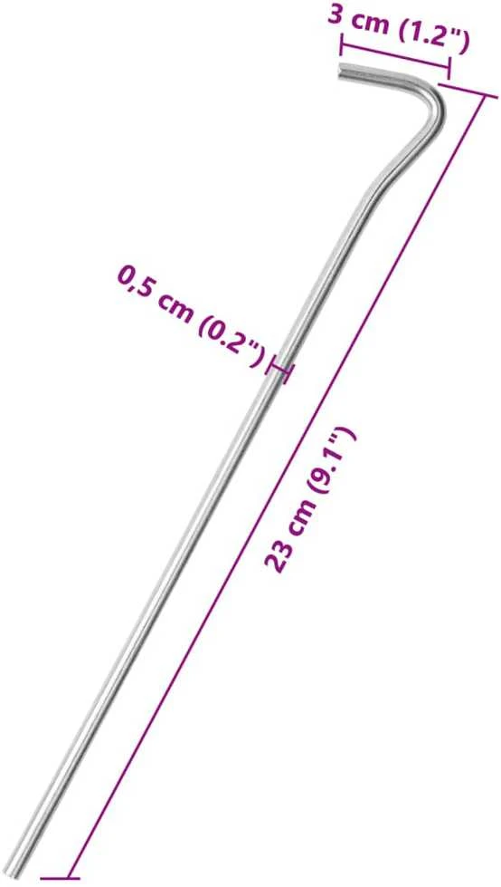Palapinės kaiščiai, 25vnt., 23cm, skersmuo 5mm, plienas