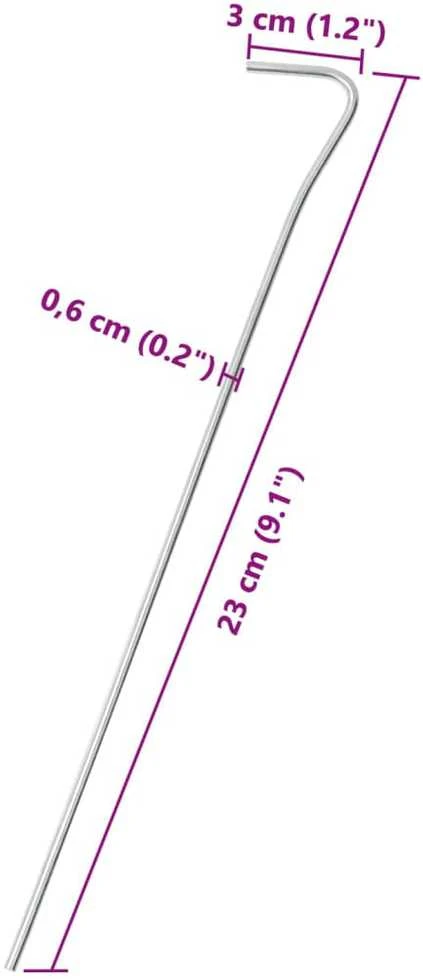 Palapinės kaiščiai, 25vnt., 23cm, skersmuo 3mm, plienas