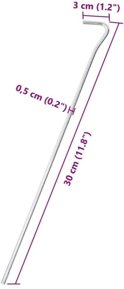 Palapinės kaiščiai, 25vnt., 30cm, skersmuo 5mm, plienas