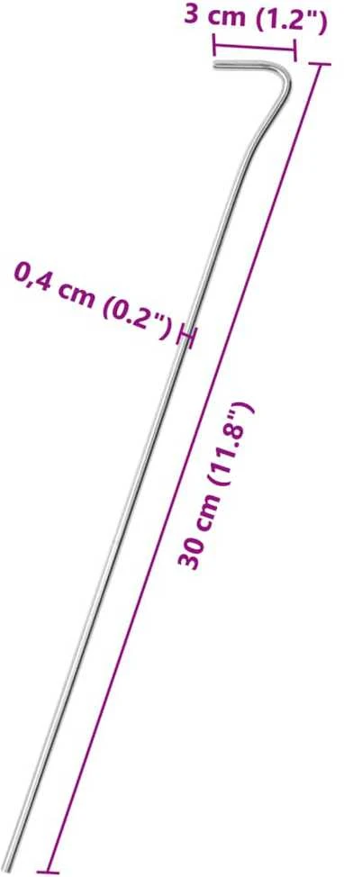 Palapinės kaiščiai, 25vnt., 30cm, skersmuo 4mm, plienas