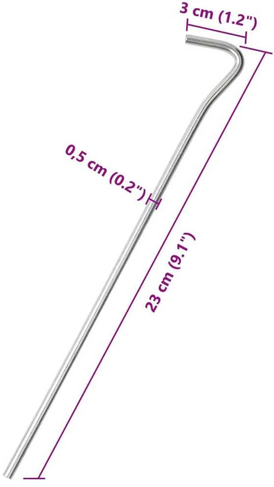Palapinės kaiščiai, 50vnt., 23cm, skersmuo 5mm, plienas