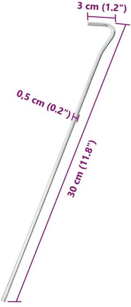 Palapinės kaiščiai, 50vnt., 30cm, skersmuo 5mm, plienas
