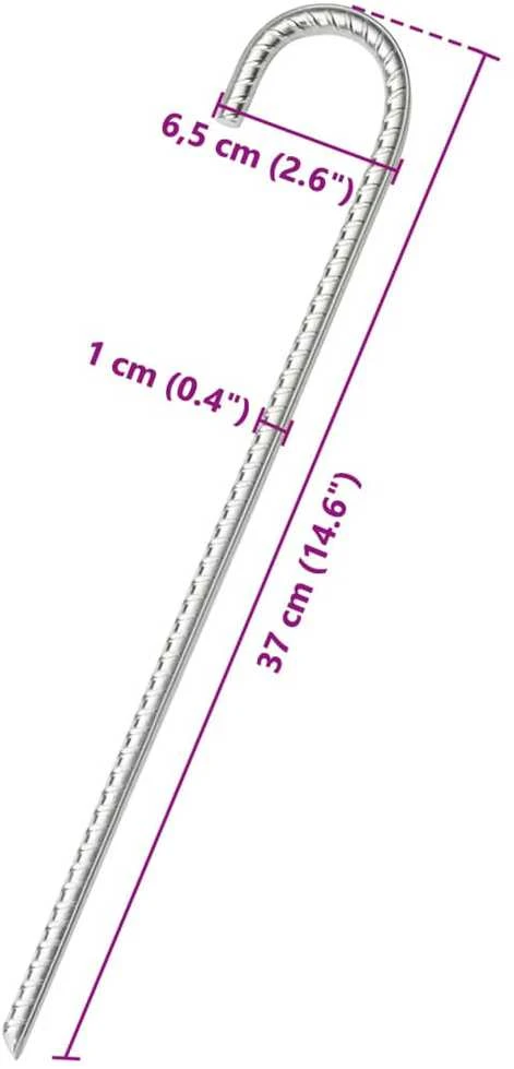 Palapinės kaiščiai, 6vnt., 37cm, skersmuo 10mm, plienas