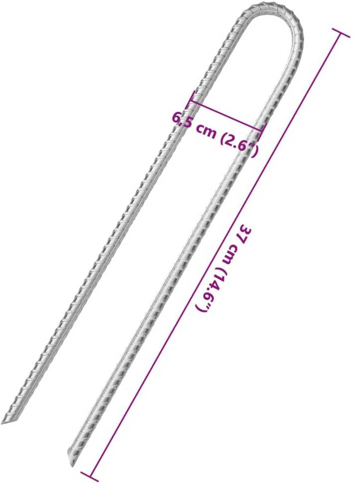 Palapinės kaiščiai, 6vnt., 37cm, skersmuo 10mm, U forma