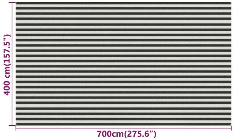 Palapinės kilimėlis, antracito ir baltas, 400x700cm, HDPE