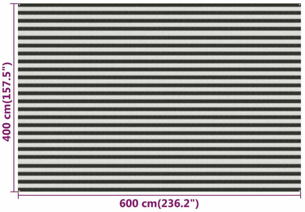 Palapinės kilimėlis, antracito ir baltas, 400x600cm, HDPE