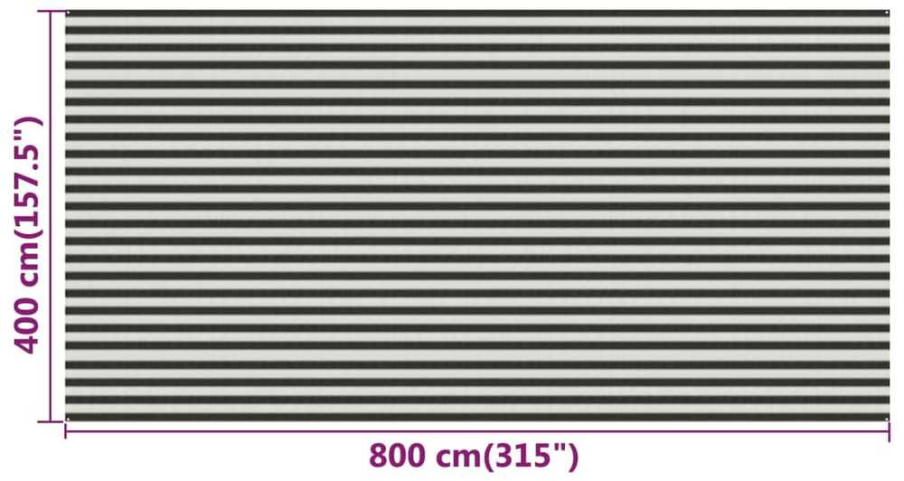 Palapinės kilimėlis, antracito ir baltas, 400x800cm, HDPE
