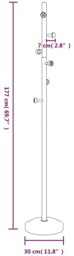 Paltų kabykla, juoda, 177cm, milteliniu būdu dengta geležis