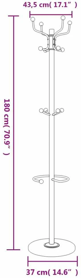 Paltų kabykla su skėčių laikikliu, balta, 180cm, geležis