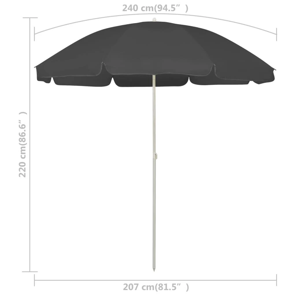 Paplūdimio skėtis nuo saulės, antracito spalvos, 240cm