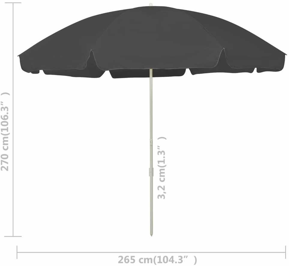 Paplūdimio skėtis nuo saulės, antracito spalvos, 300cm
