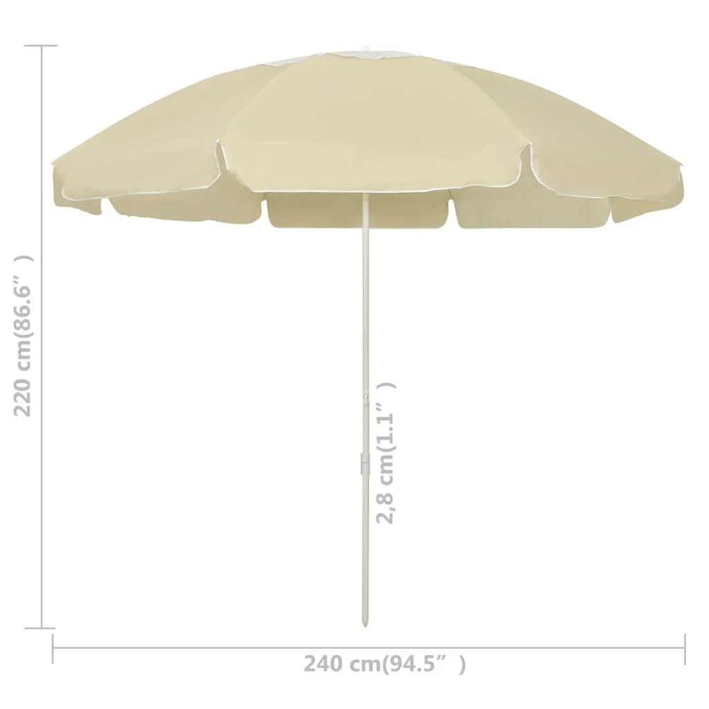 Paplūdimio skėtis, smėlio geltonos spalvos, 240cm