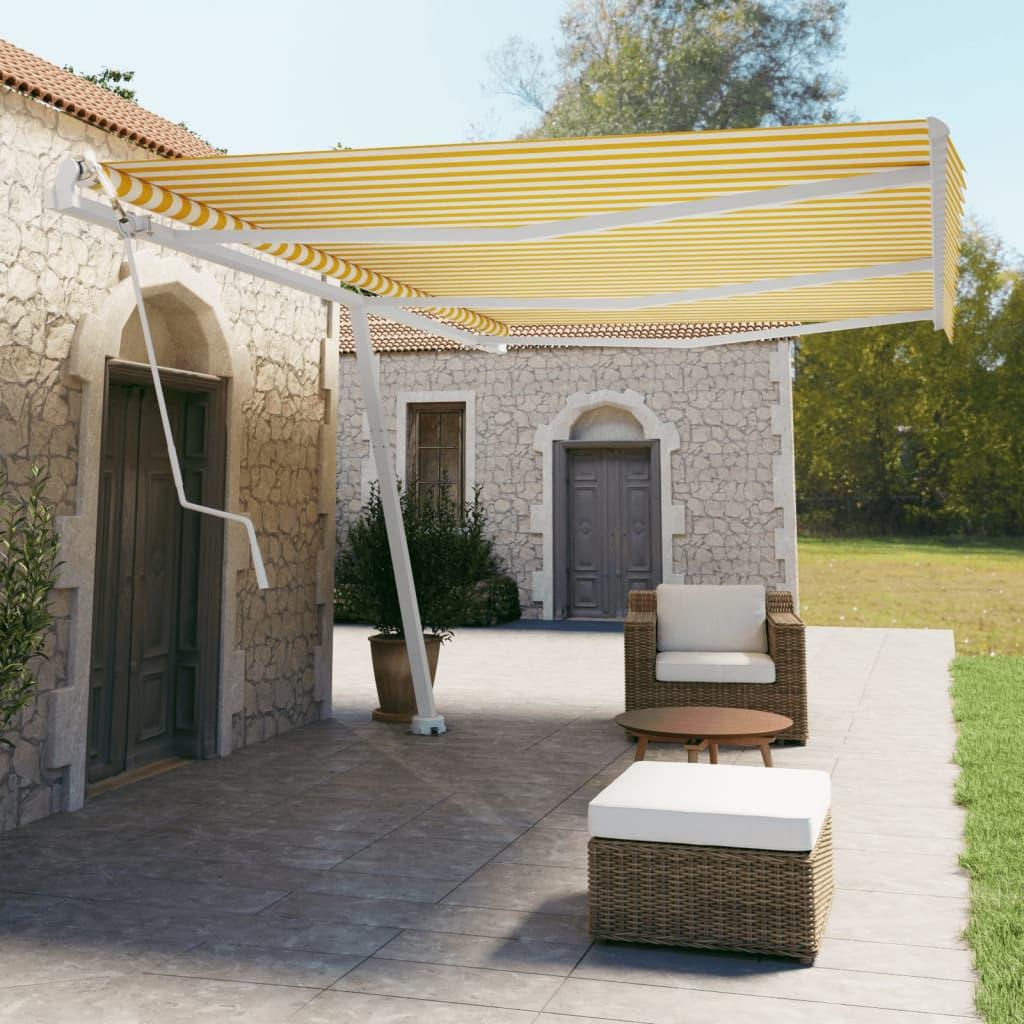 Pastatoma automatinė markizė, geltona/balta, 600x350cm