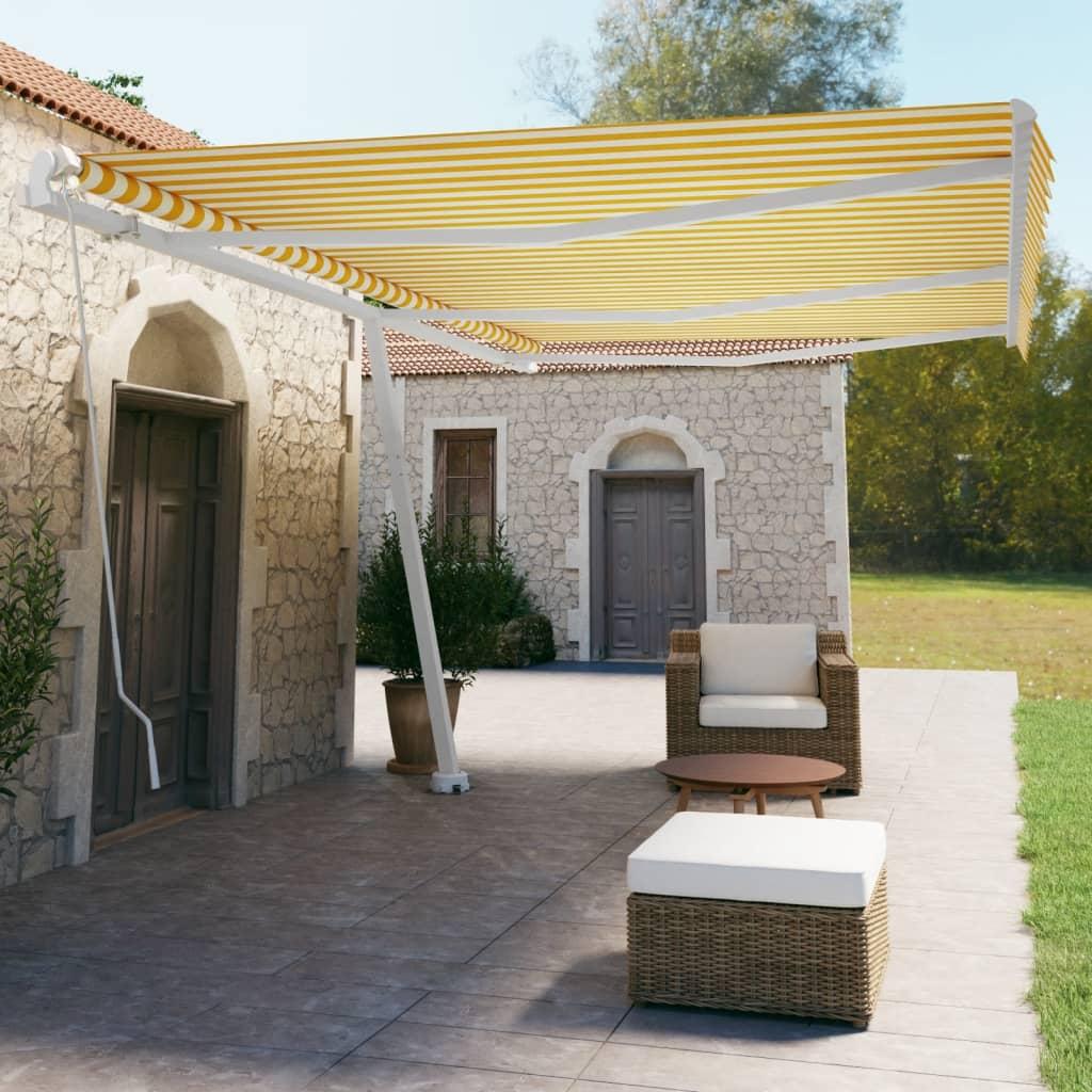 Pastatoma ištraukiama markizė, geltona/balta, 600x350cm