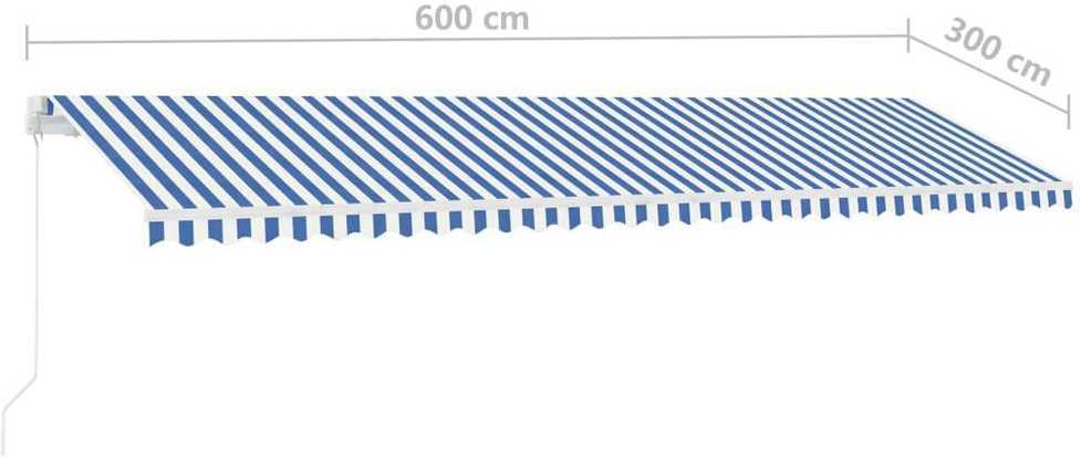 Pastatoma ištraukiama markizė, mėlyna/balta, 600x300cm