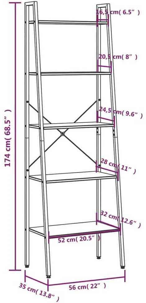 Pastatoma lentyna, 5 aukštų, šviesiai ruda/juoda, 56x35x174cm