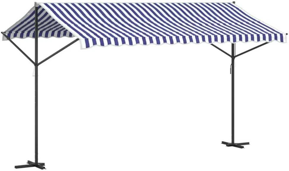 Pastatoma stoginė, mėlyna/balta, 400x300cm, audinys/plienas